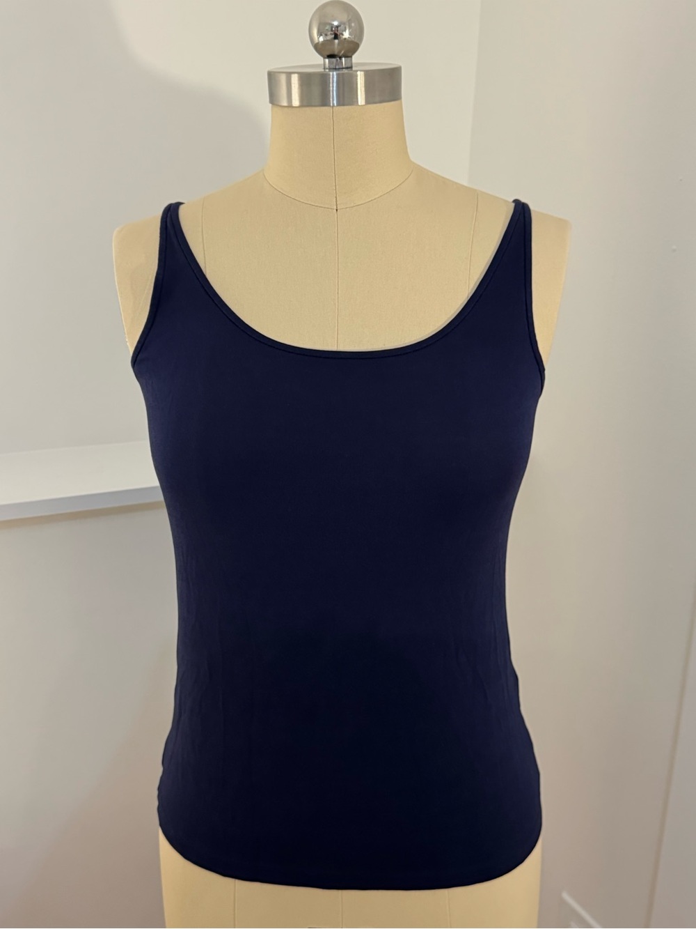 Eileen Fisher 100% Silk Navy Blue Scoop Neck Camisole Tank